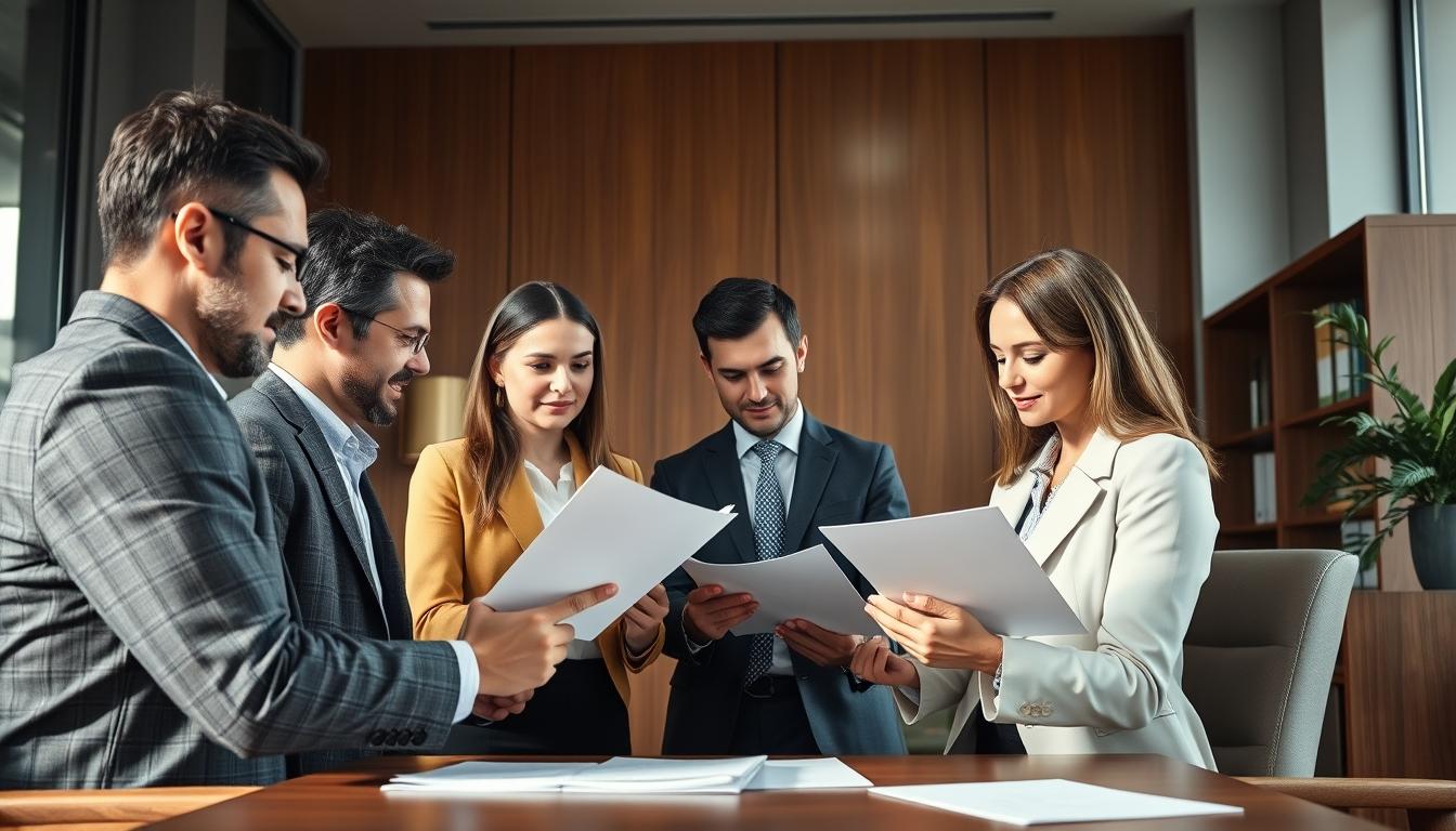Family reviewing legal documents